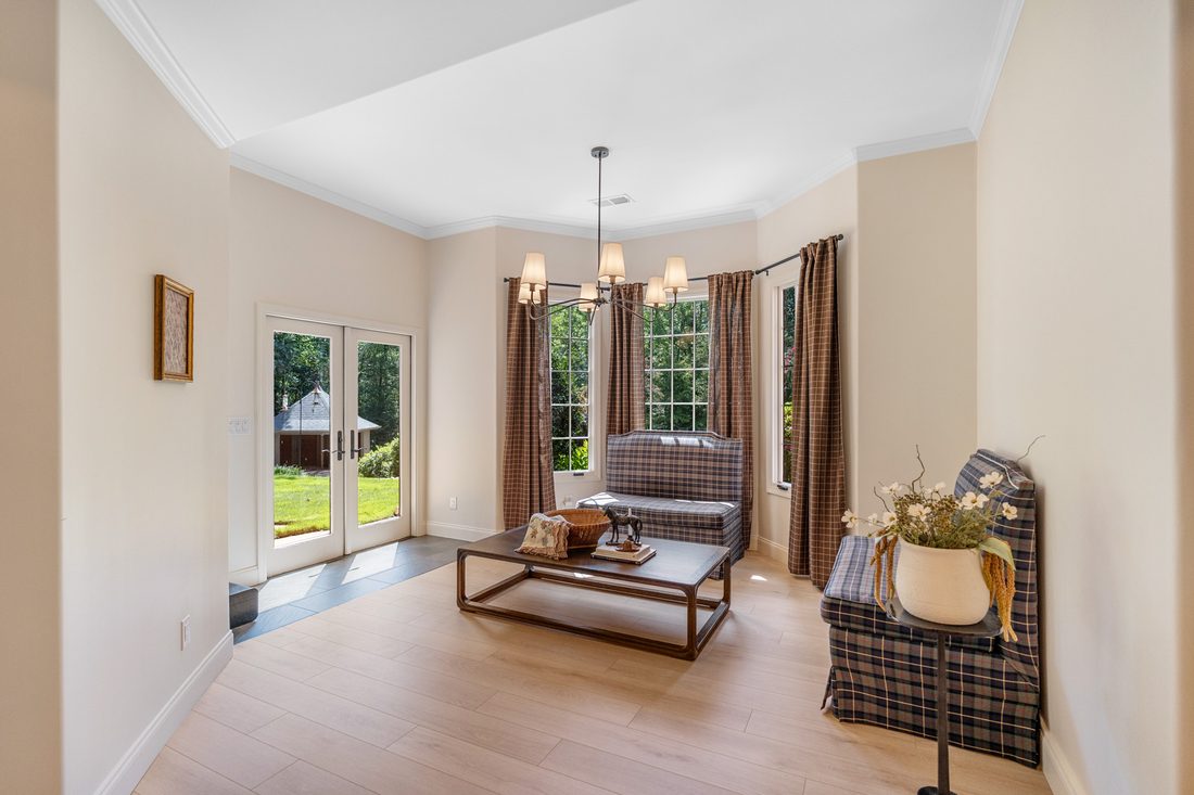 French doors open at grade